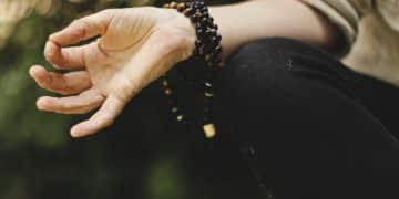 person doing meditation outdoors