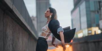 woman flipping her blazer