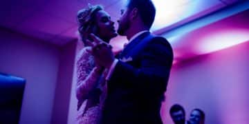 man and woman facing each other